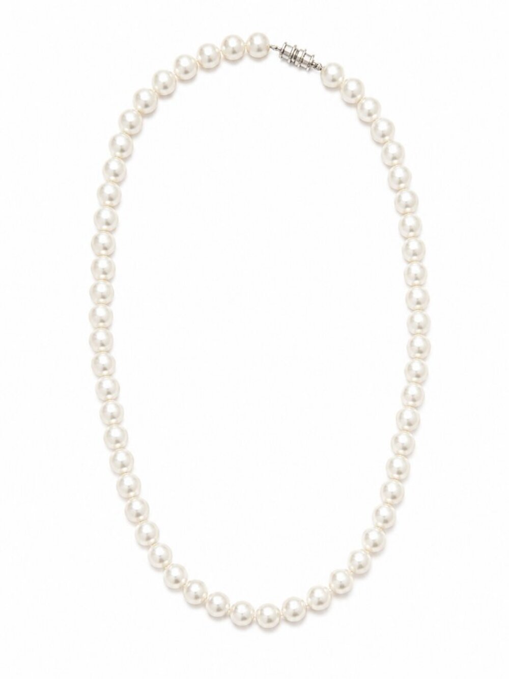 Vintage Faux Pearl Necklace 90s Classic White Single Strand 46 cm